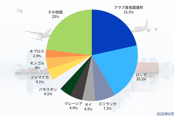 2025年6月中古車輸出シェア率グラフ