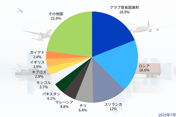 2025年7月中古車輸出シェア率グラフ